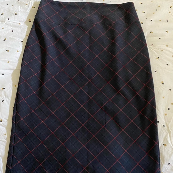 Express Navy Plaid with Red Stripe Detail. - Picture 3 of 6